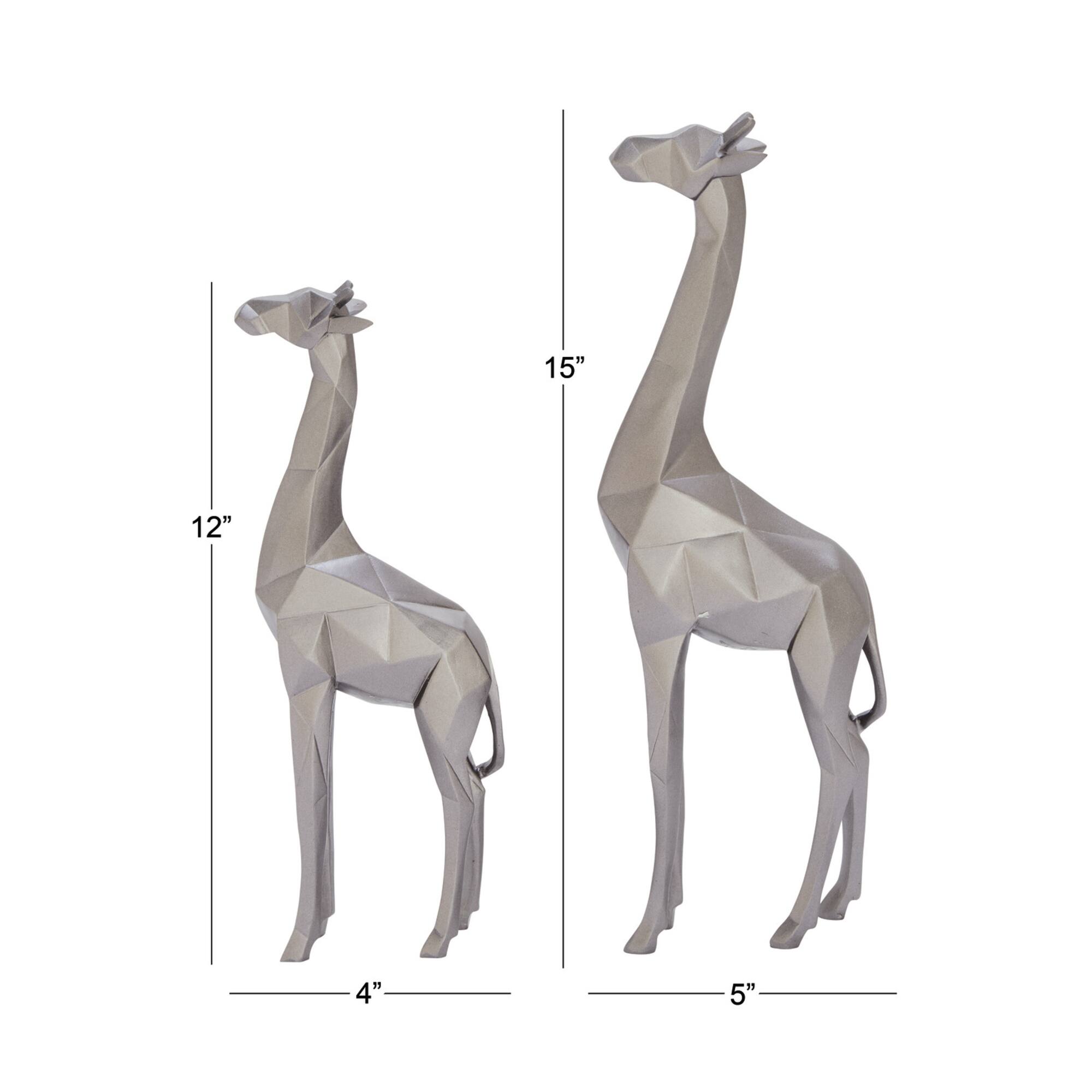 CosmoLiving by Cosmopolitan Silver Polystone Modern Giraffe Sculpture Set